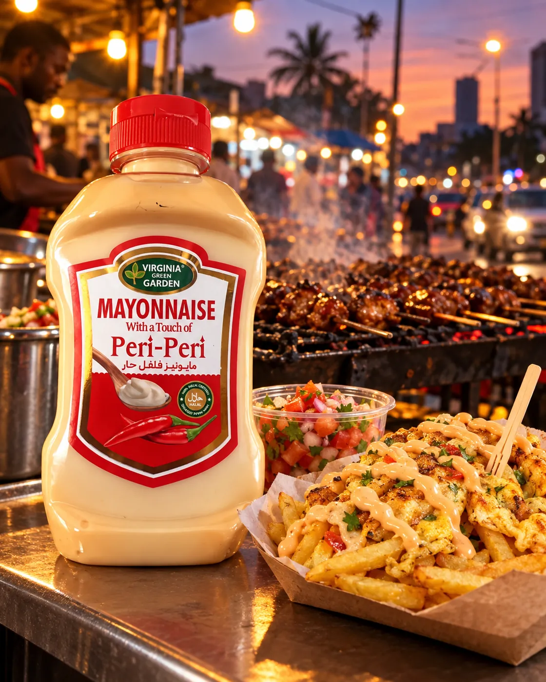 Virginia Green Garden peri-peri mayonnaise at a Dar es Salaam street grill